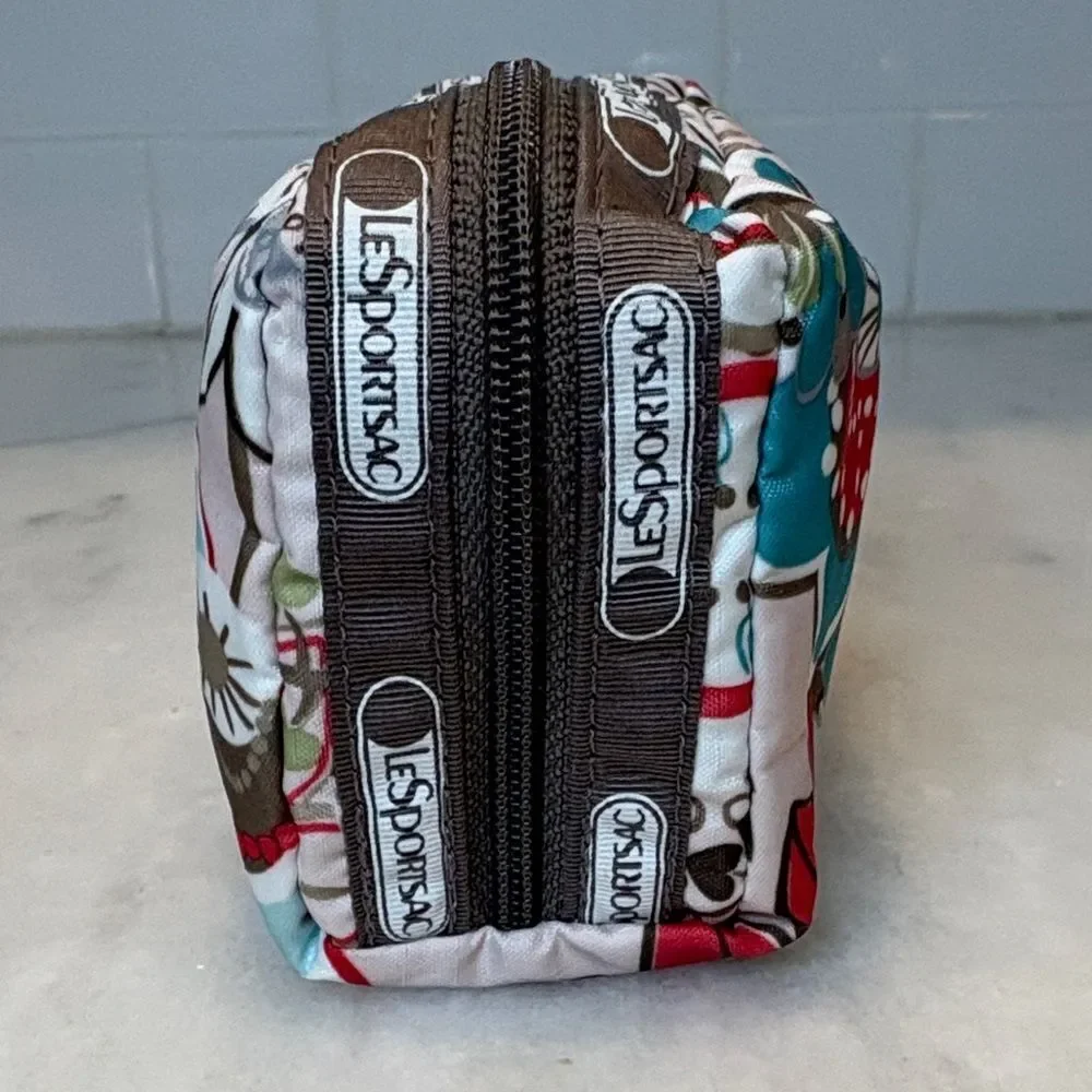 LeSportsac Fantazmic Floral Brown Pouch Cosmetic Bag Travel Organizer Y2K Nylon